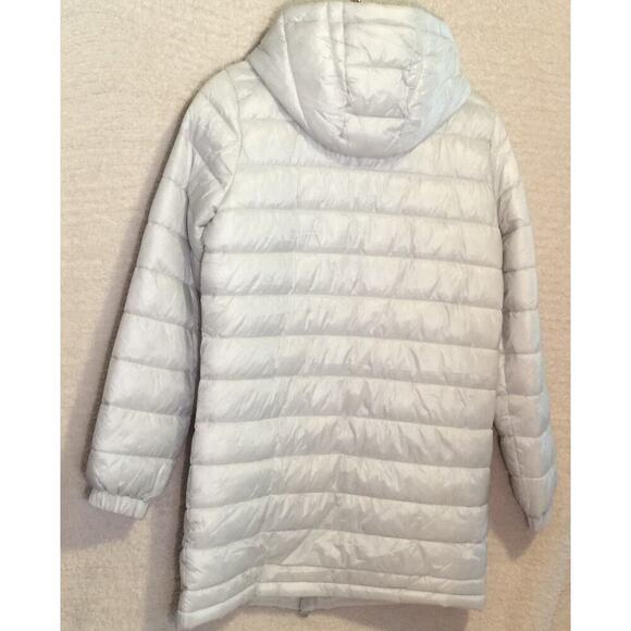 Swiss Tech Womens Hooded Mid Length Puffer Jacket Soft Light gray XS NWT - Picture 2 of 8